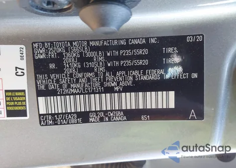 2020 Lexus Rx 350 from USA, damaged, VIN 2T2HZMAA7LC171311